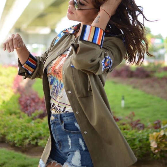 OLIVE EMBROIDERED JACKET - Picture 5 of 8